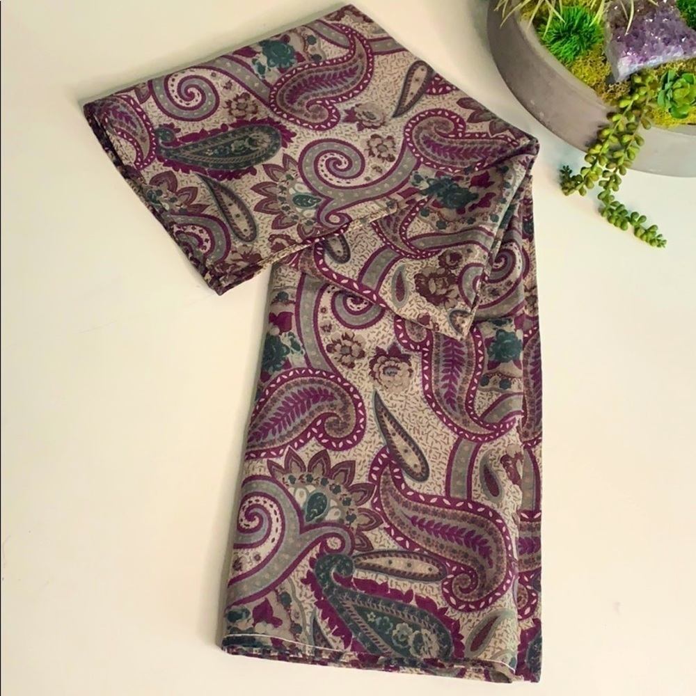 Paisley Eggplant Emerald Southwest Oversized accessory neck scarf nwot